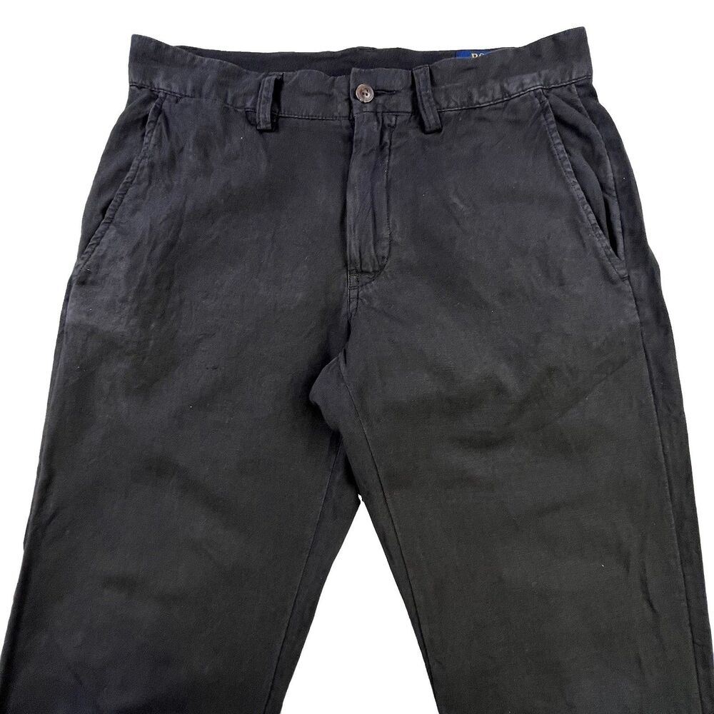 Polo Ralph Lauren Linen Blend Pants Men's 30x30 Black Straight Fit Chino Preppy